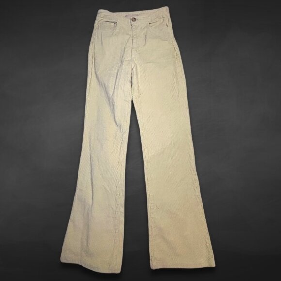 Paloma Flared Leg Pants Mid-Rise Fit Soft Corduroy Wool Fabric Sunny Yellow W 34 - Picture 4 of 12